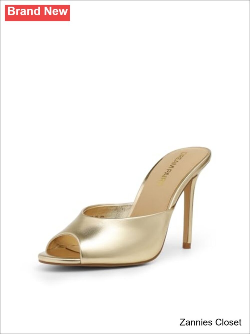 ✨ DREAM PAIRS Women's Peep Toe Mule Heel Sandal Faux Leather High Heels